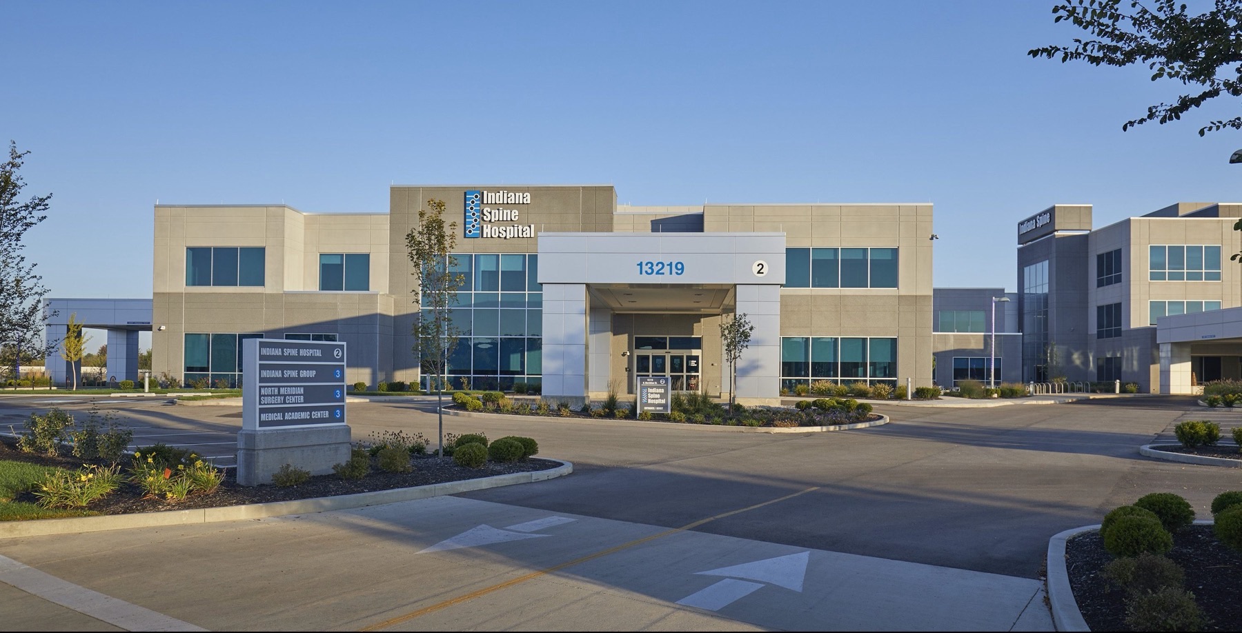 The Indiana Spine Hospital campus in Carmel, home to Indiana Spine Group and North Meridian Surgery Center